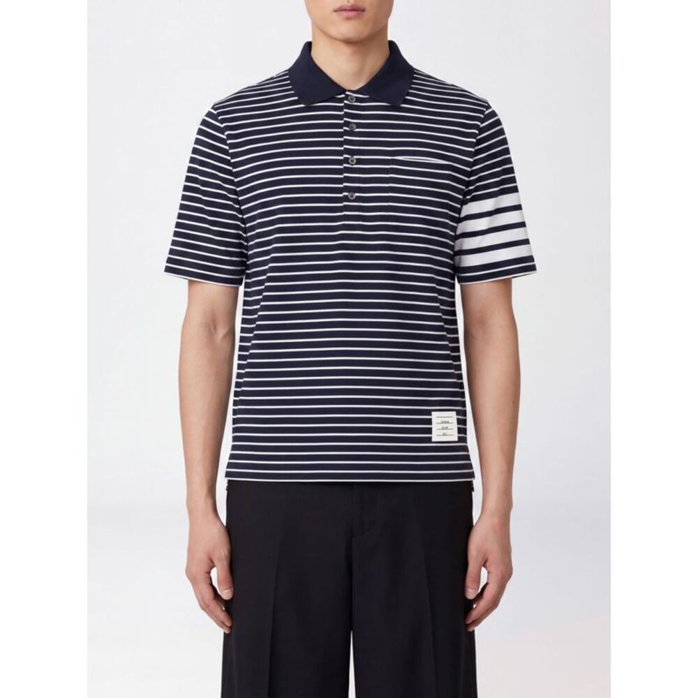 Thom Browne Men Thom Browne 4-Bar Stripe Short-Sleeve Cotton Polo